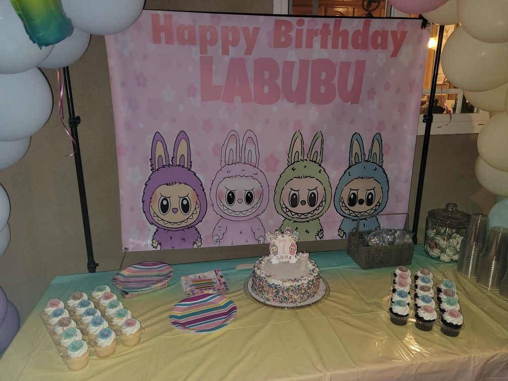 Labubu Birthday Backdrop