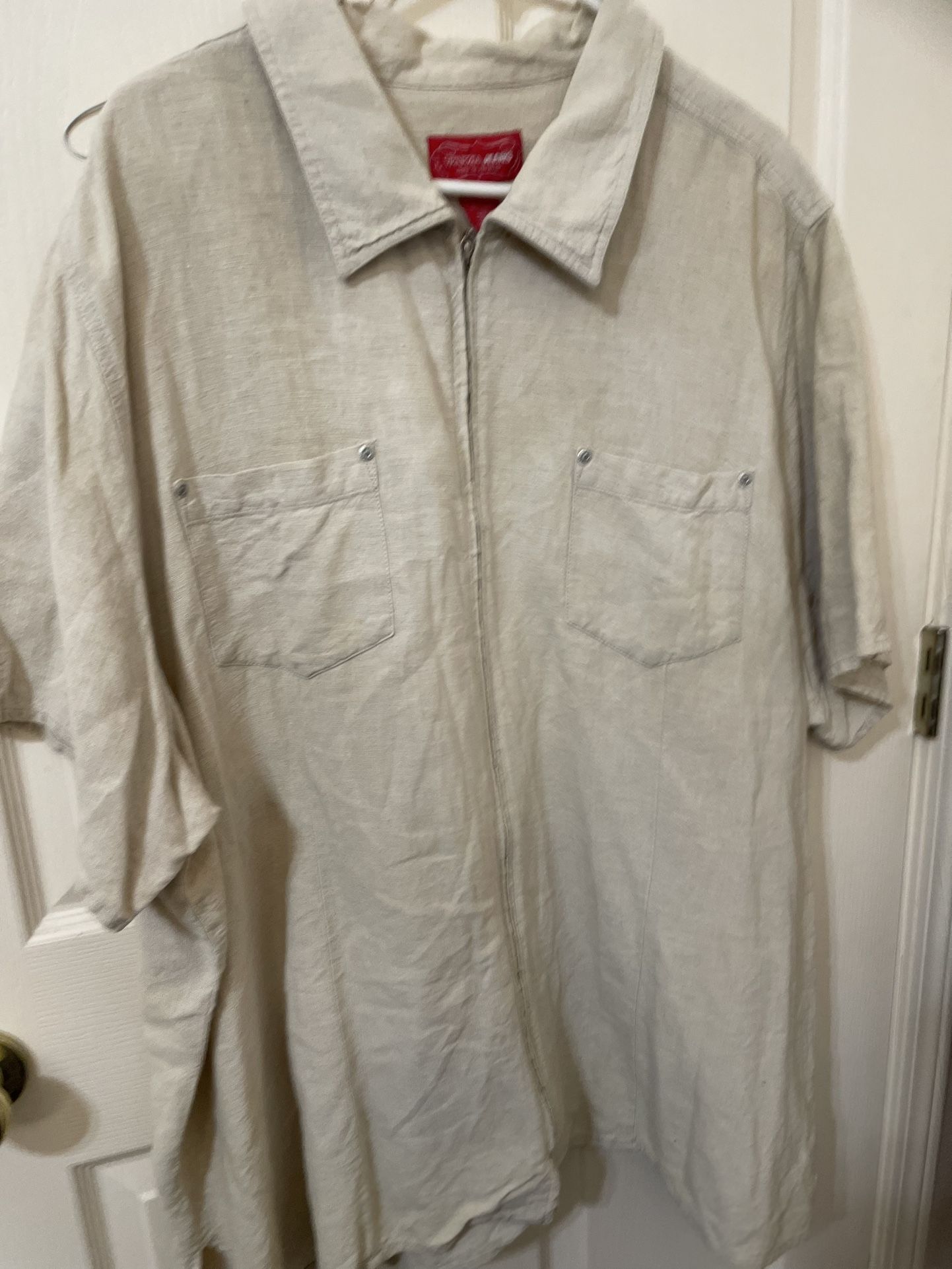 Linen Blouse W/zippered Closure Size 4x Tan In Color