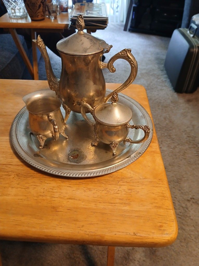 Antique Russian Milkman Brass Tea Set 1900