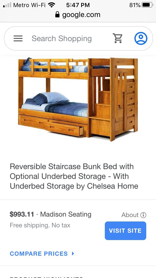 Wooden Bunk bed with drawers