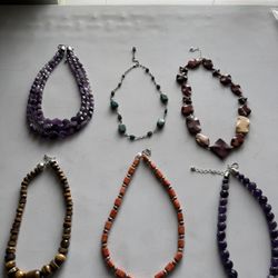 Lot of Beautiful Sterling Silver Gemstone Necklaces
