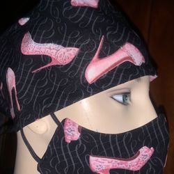 Fashion Surgical Cap Facemask Set Scrub Cap Nurse Hat