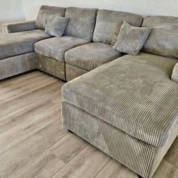 Light or dark gray sectional sofa with Double chaises U shaped couch