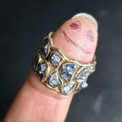 Raw Sapphire Barrel Ring Gold Plated Sterling Silver 925 Handmade Boho Size 6