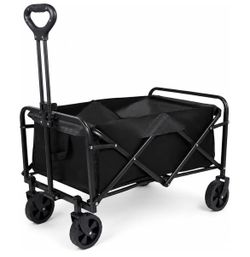 Folding Wagon Cart, 330lbs Heavy Duty Utility Wagon Adjustable Handle 600D Oxford Fabric & Steel Frame Portable Cart for Camping Garden, Beach Grocery