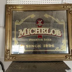 Framed Beer Advertising Michelob Mirror Sign 
