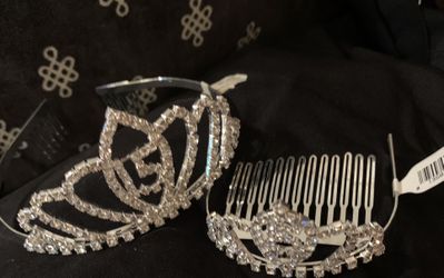 Two Sets For Quinceañera And Doll Crown’s New Each Set $40  White Glass Rhinestone’s Stones 