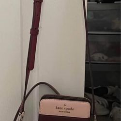 Kate Spade Darcy Small Bucket Bag Crossbody Rose Smoke Pink Burgundy Colorblock