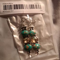 Turquoise Earrings, New Still In Shipping Package