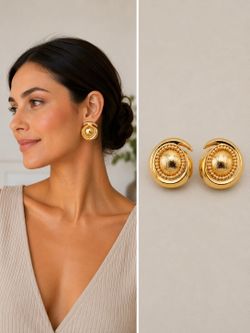 Elegant Round Stud Earrings for Women