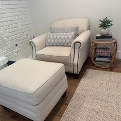 Upholstered Chair + Ottoman 