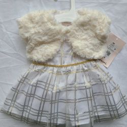 MIA AND MIMI Special Occasion NEWBORN Dress Tulle Lined Ivory, White, Gold