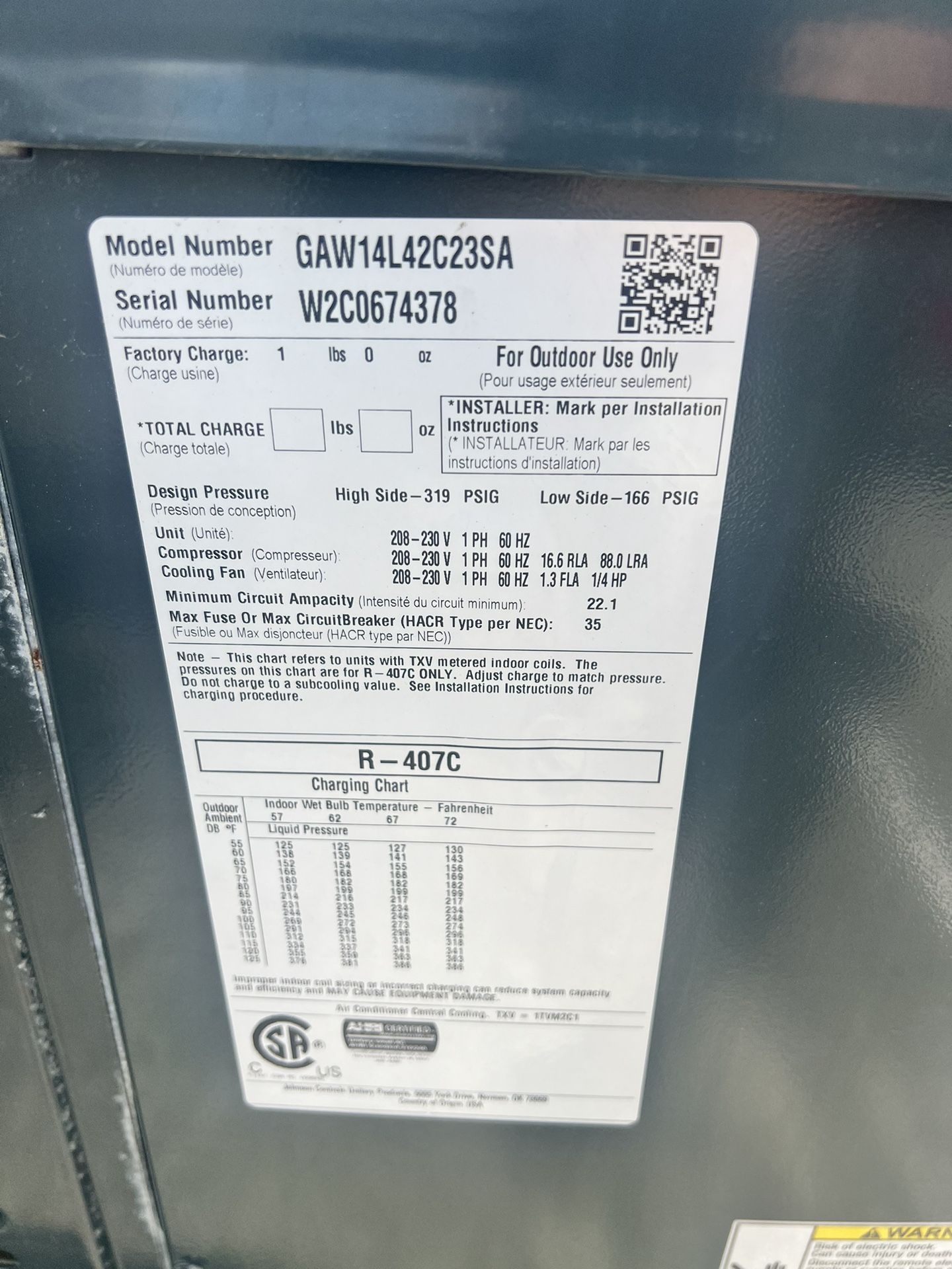 Evcon 407c 3 1/2 Ton 14 Seer Condenser for Sale in Blackwood, NJ OfferUp