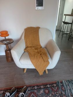 Article Bouclé Lounge Chair – Ivory – Excellent Condition