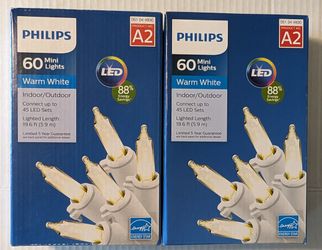 2 Boxes Philips 60 LED Mini Lights Warm White