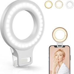 Clip on Ring Light, Rechargeable 60 LED Selfie Ring Light for Phone, Laptop, Tablet (3 Models, 5 Level Brightness)