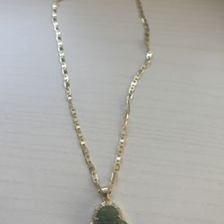 10k Gold Plated Buddha Necklace Green Jade 