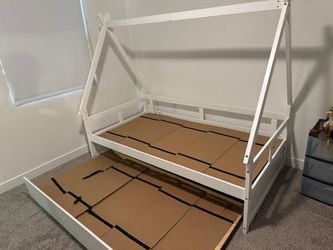 White Wood Teepee Kids Bed Frame