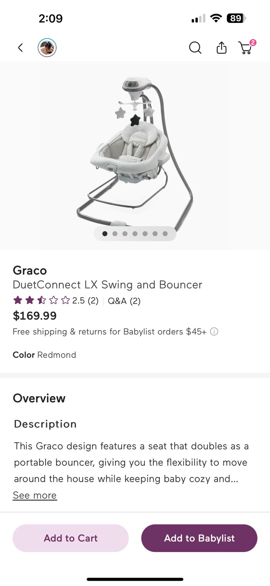 Graco Swing And Bouncer Duet