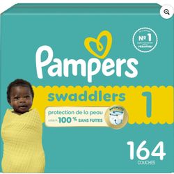 Pampers Swaddlers Diapers, Size 1 (8-14 lbs), 164 Count, Absorbent, Keeps Baby Dry and Comfortable,