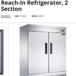 Dukers 2 Door Reach In Refrigerator 