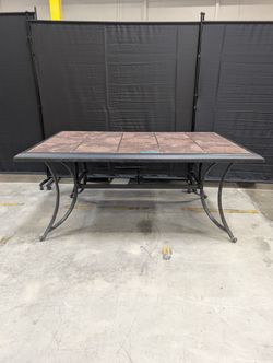 Dark Iron Outdoor Dining Table with Tile Top