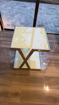 Glass polished metal end table
