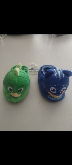 New  PJ Masks Catboy & Gekko Slip On Plush Slippers Toddler Size Small 5-6