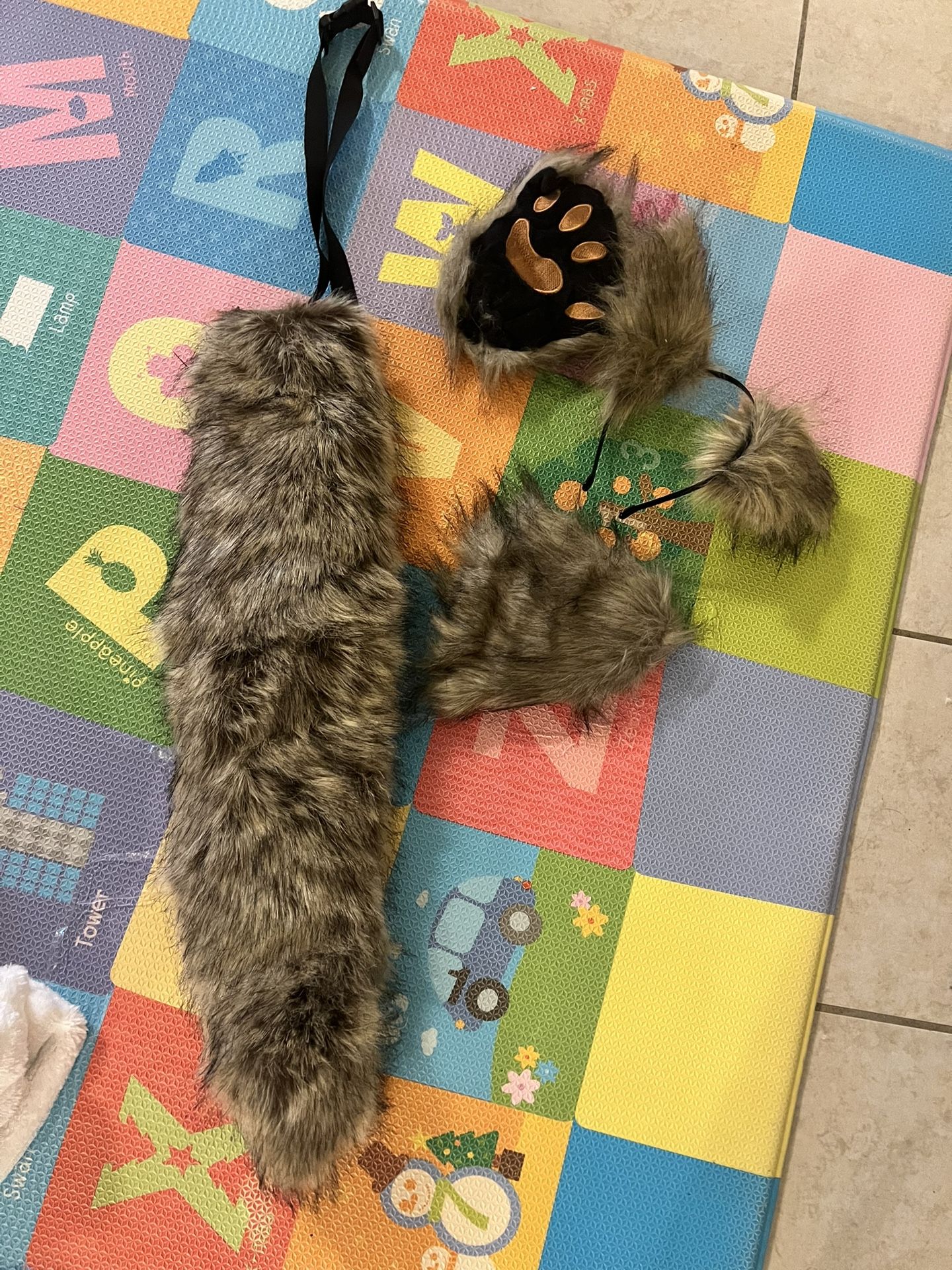YXCFEWD Costume Chipmunk ears brown big paws Chipmunk tail cosplay party Halloween party costume set