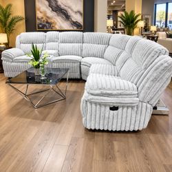 Large Sectional Recliner Sofa Light Gray