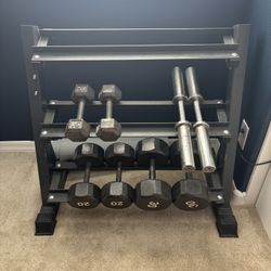  3 Tier Dumbbell Rack With 15lb 20lb 30lb Sets 