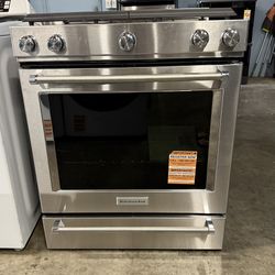 Kitchenaid 30” Stainless Steel Slide In Dual Fuel Range