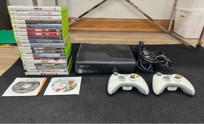 Xbox 360 Slim Bundle - 2 Controllers + 18 Games - Tested