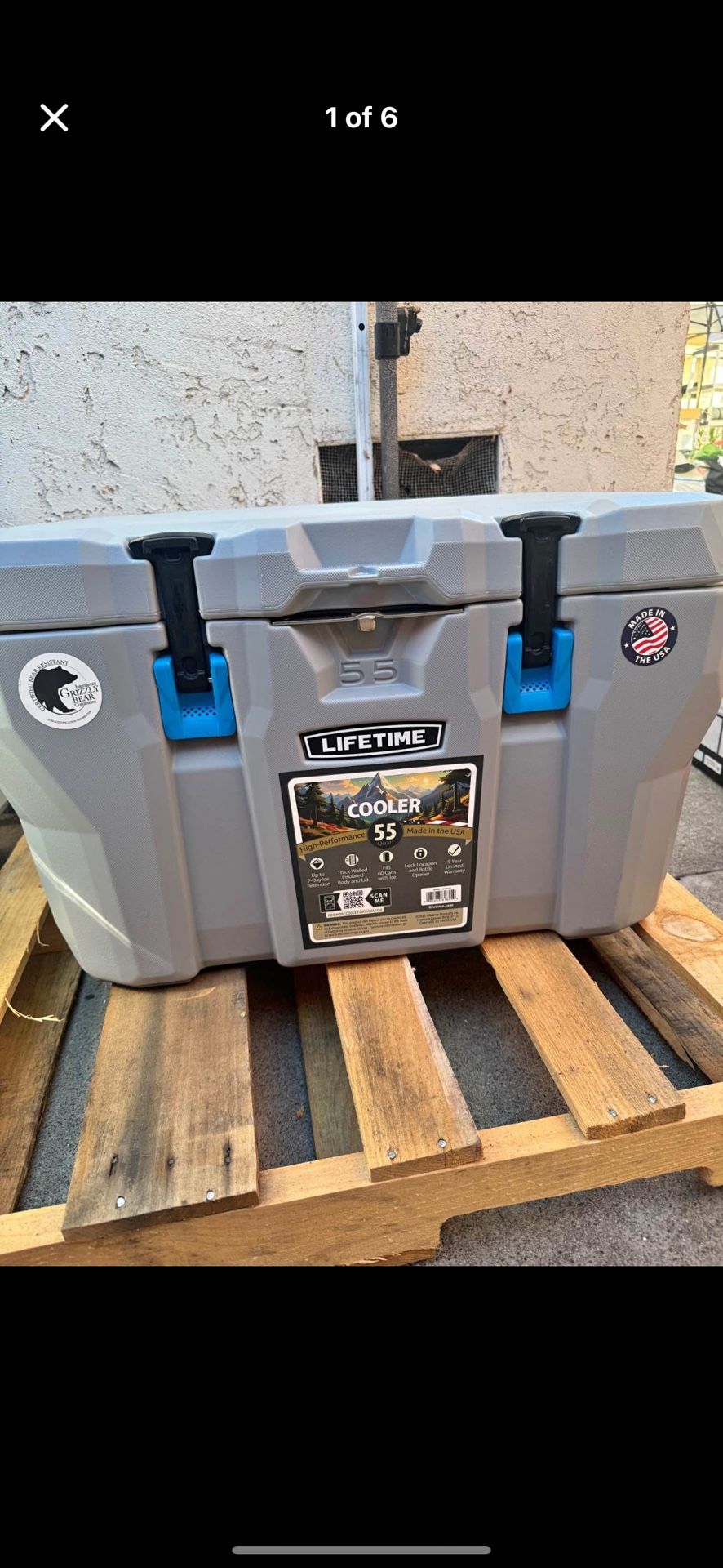 Lifetime 55qt Bear-Resistant Camping Cooler, Premium High Performance, Ice Retention, Hard Cooler, 60 Can Capacity, Light Gray