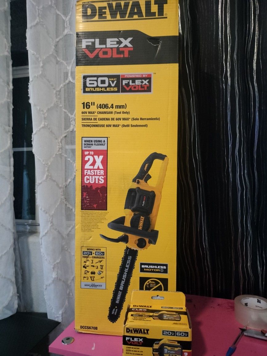 DeWalt 60v Flex Volt 16" Chainsaw With 9ah Battery