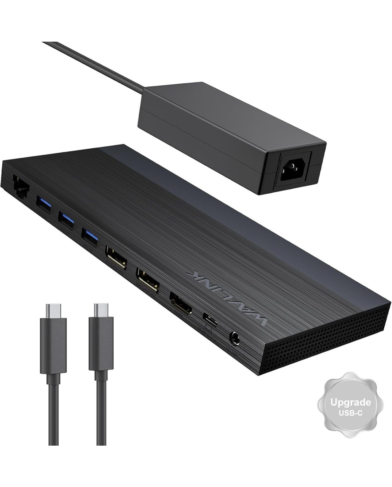 Laptop Docking Station, Docking Station 3 Monitors with 2* DP+HDMI, 130W PD Charger, 2*USB-C 10Gb, 4* USB-A 5Gb, Audio, Gigabit Ethernet, TF/SD for Le