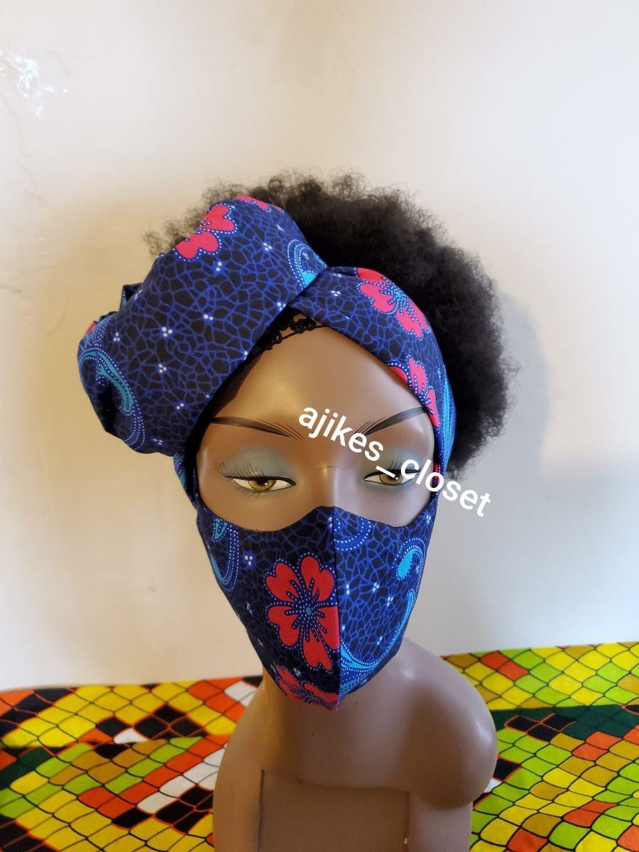 Beautiful African print face mask with matching scarf