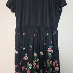 Women's Black Floral Short Sleeve Dress Size XL