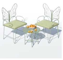 3 Pieces Patio Bistro Butterfly Chair Outdoor Patio Outdoor Furniture Conversation Sets with Coffee Table and Padded Cushion for Porch Backyard Lawn P