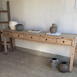 Antique Elmwood Console Table 