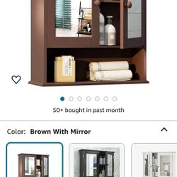 Brown Bathroom Cabinet With Mirror 