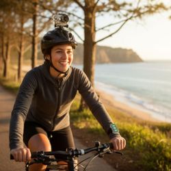 Emerson EVC355BK HD Sports Action Video Camera Includes Waterproof Case & Mounts. The device shown is an Emerson EVC355BK HD Sports Action Video Camer