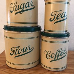 Metal Kitchen Canisters 1940+++good Condition Great For Some Pizzazz In Your Modern Farmhouse Kitchen