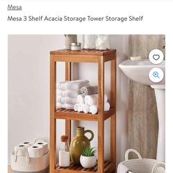 Mesa 3 Shelf Acacia Storage Tower Storage Shelf