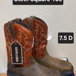Ariat Work Boots Sz 7.5 D STEEL SQUARE TOE