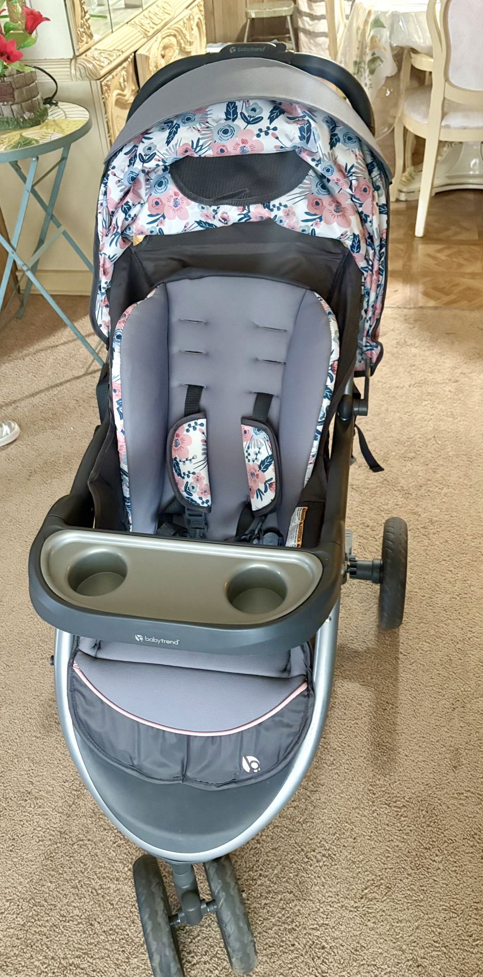 Pink And Gray Stroller Set