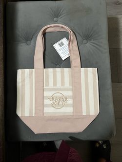 Beige/Pink  stripped Trader Joe’s bags