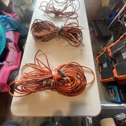 Extension Cords And A Three-Way Splitter 