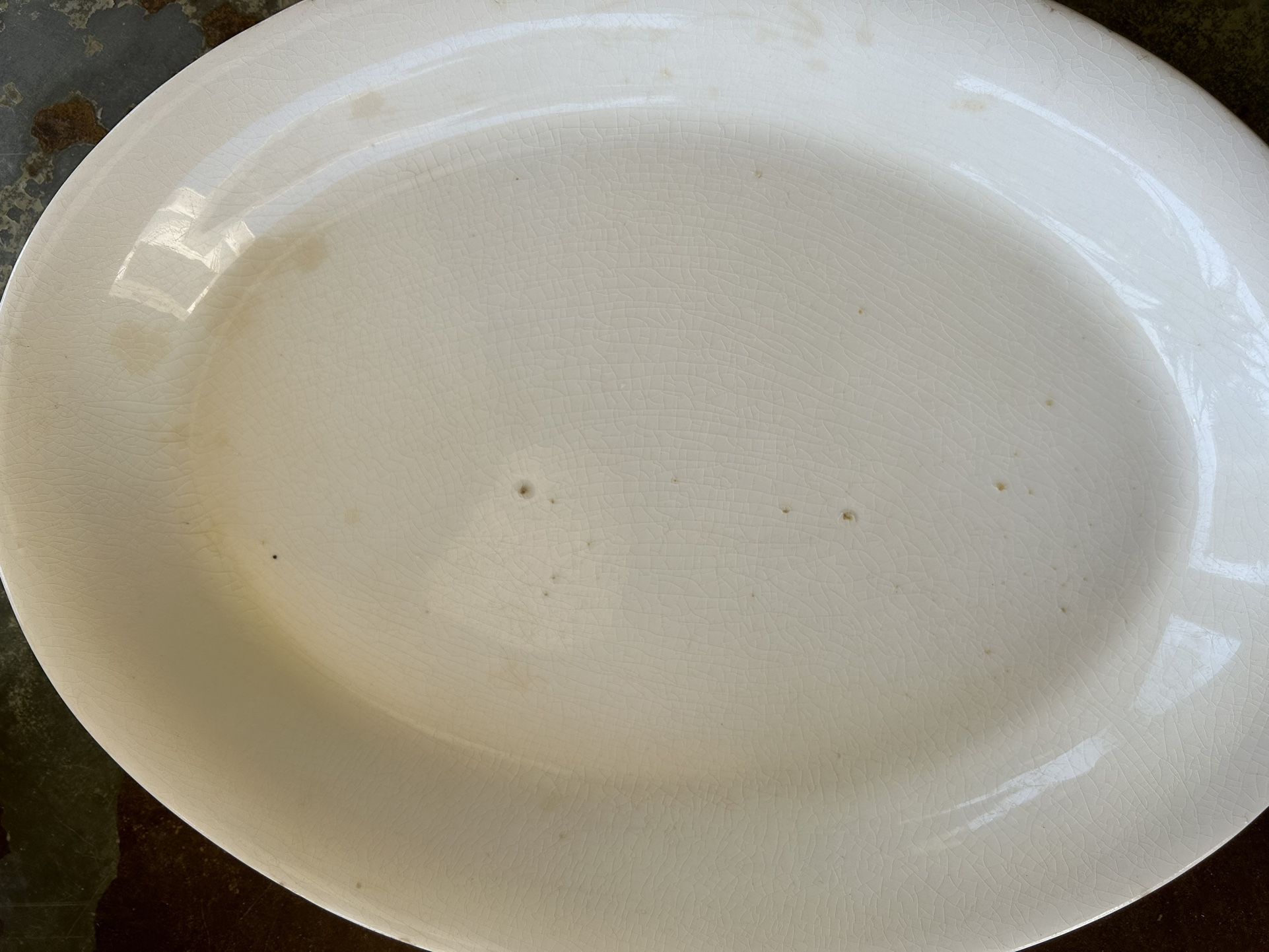 Antique English Ironstone Oval White Platter