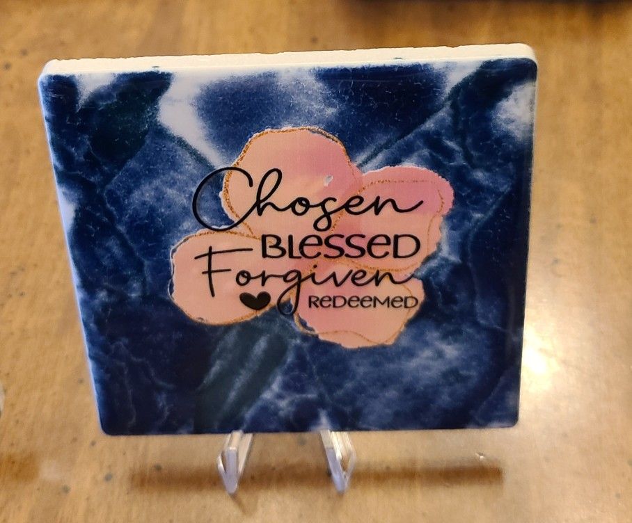 Tile Art. Faith Quotes On 3" Square Tiles. Set of 3. Stand Included